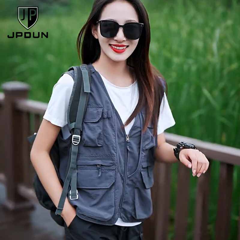 Jpdun/Summer Thin Vest for Men and Women, Mesh Breathable, Photography, Fishing, Outdoor, Multi-Pocket, Casual, Quick-Drying Vest