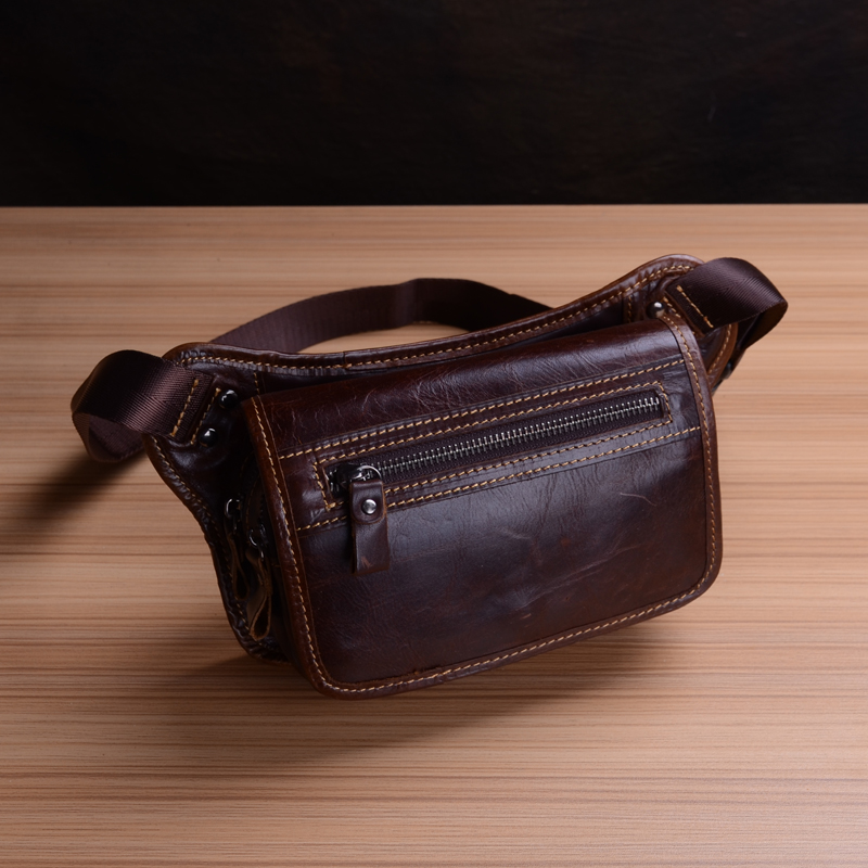 Men's Leather Waist Bag Mobile Phone Bag Leather Small Bag Trendy Men's Backpack Men's and Women's Business Collection Wallet