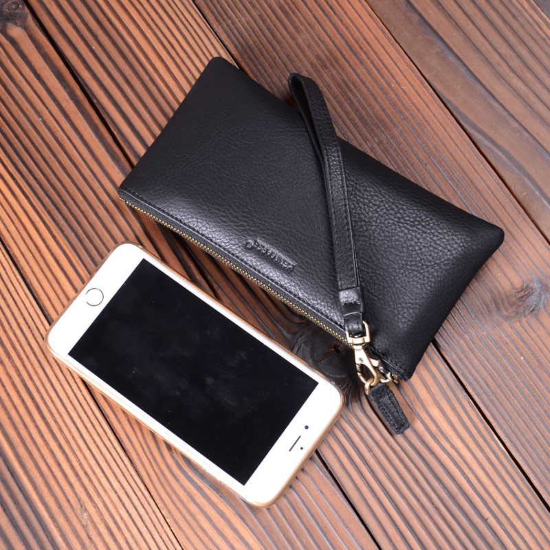 Men's wallet long leather leather soft leather ultra thin handbag female Japanese Korean version trend young cow leather handbag