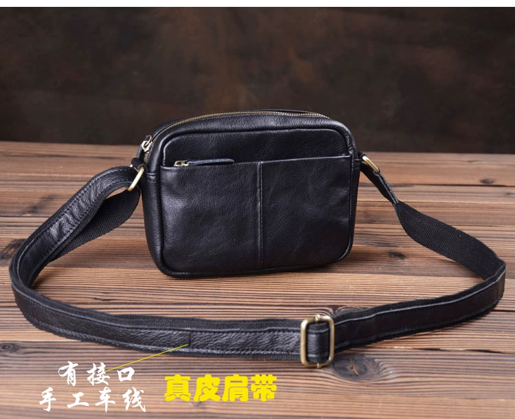 Xuan Ma Shi thủ công nam chính da túi da mini túi thường xuyên vai túi điện thoại di động túi chéo - Túi của con người