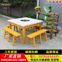 There are Nianotou hot pot tables market hot pot tables and chairs marble skewers fragrant tables and chairs induction cooker tables for restaurants