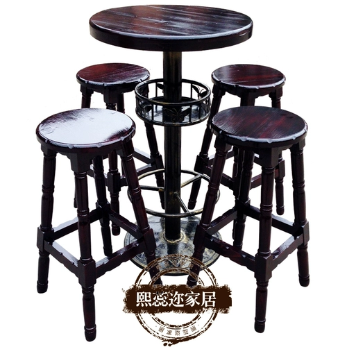 Столковый деревянный бар, стул набор кофе с высоким содержанием на стол, стул Iron Art Bar Combineb