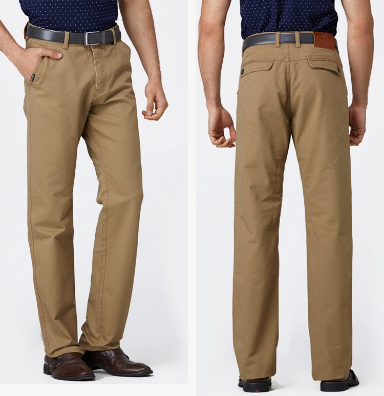 Jeep Shield Quần âu nam mùa thu và mùa đông Loose Straight Khaki Dày Thanh niên Quần nam Quần yếm cỡ lớn