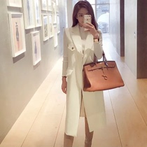 2022 Spring and autumn new Korean version sleeveless suit wide shoulder jacket loose 100 hitch white over knee long style waistcoat