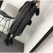 2021 autumn and winter New Korean version of woolen suit vest slim personality long knee side open fork size womens clothing