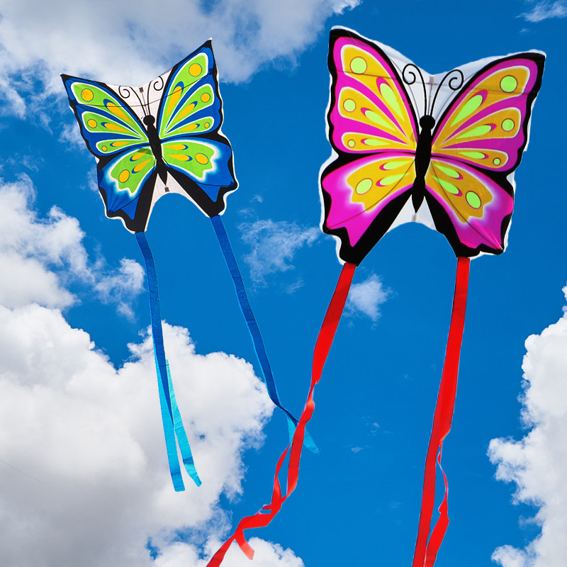 Weifang Hongyun kite Children's cartoon kite new couple butterfly red and blue butterfly Rainbow colorful kite reel