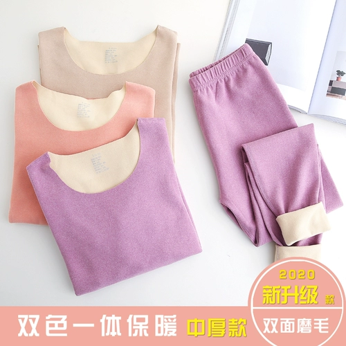 Удерживающее тепло флисовое нижнее белье, термобелье, штаны, комплект, в обтяжку