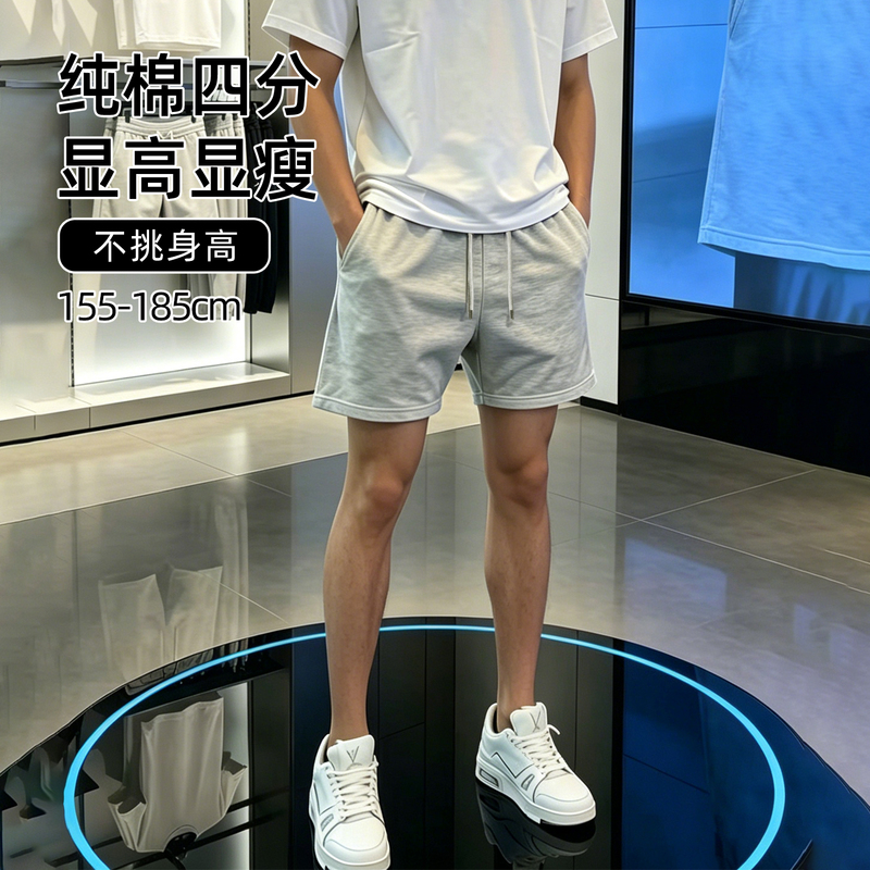Summer Pure Cotton Quarter-Length Shorts for Petite People, Shorts That Don'T Go Past the Knee, Suitable for Running, Sports, Basketball, Casual and Versatile Half-Length Shorts