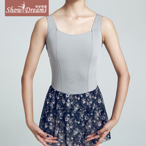 New female adult suspenders big back mesh dress ballet uniform uniform gymnastics suit