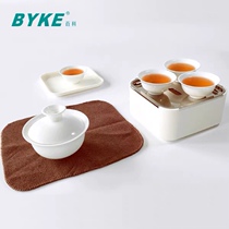 Mini outdoor tourist portable kung fu tea toy white ceramic car travel cover cup cup suite portable package