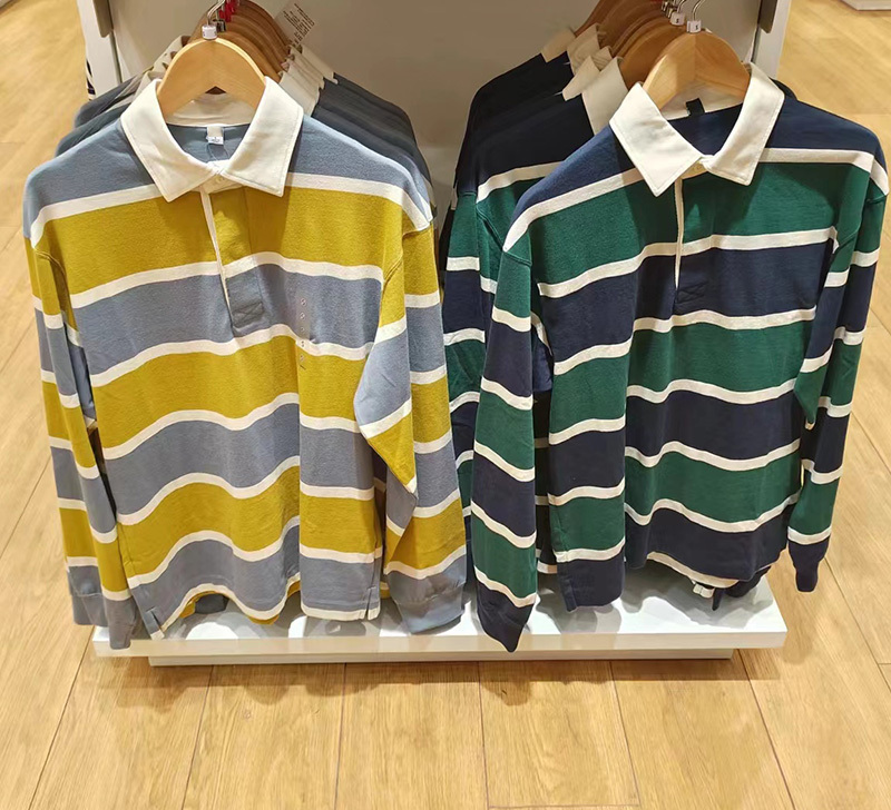2023 Men's and Women's Autumn Casual Polo Shirt Long Sleeve Loose Striped T-Shirt Y462024 462057