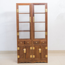 Mahogany furniture chicken wing wood living room Chinese style solid wood glass display cabinet log display cabinet porch wine rack