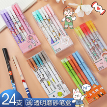 Rexiang Middle Sex Pen Students With Flowers Pole Cute Creative Water Pen Exam Pen Speed Dry Black Pens and Teenage Hearts Stationery