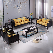 New Chinese style ash wood solid wood furniture 1 3 sofa combination Villa living room simple Zen model room sales office