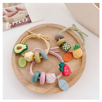 Korean version ins Childrens fruit head rope Cute girl tie hair band High elastic little girl hair rope hair circle