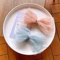 Korean version of the new childrens mesh multi-layer tied yarn bow hairpin microphone hairpin studio hair accessories spring and summer