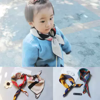 Children's scarves square scarf spring and autumn thin floral baby silk scarf decoration for boys and women Children Baby scarves
