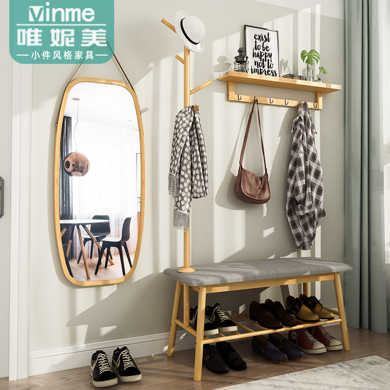 Entrance rack door change shoe stool full body mirror wall wall hanging clothes rack hanger one coat rack home