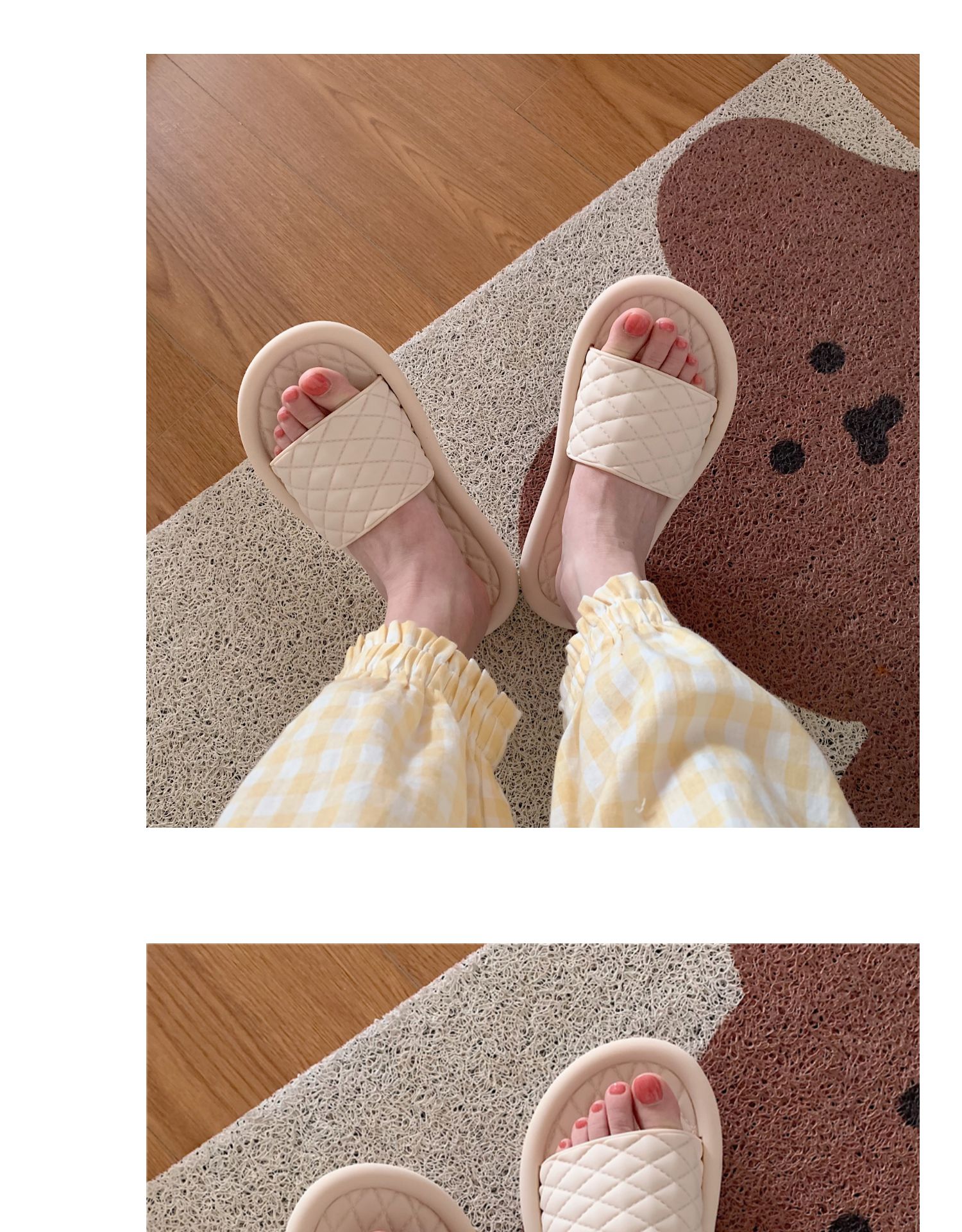 Women's Fashion Plaid Round Toe Slides Slippers display picture 5