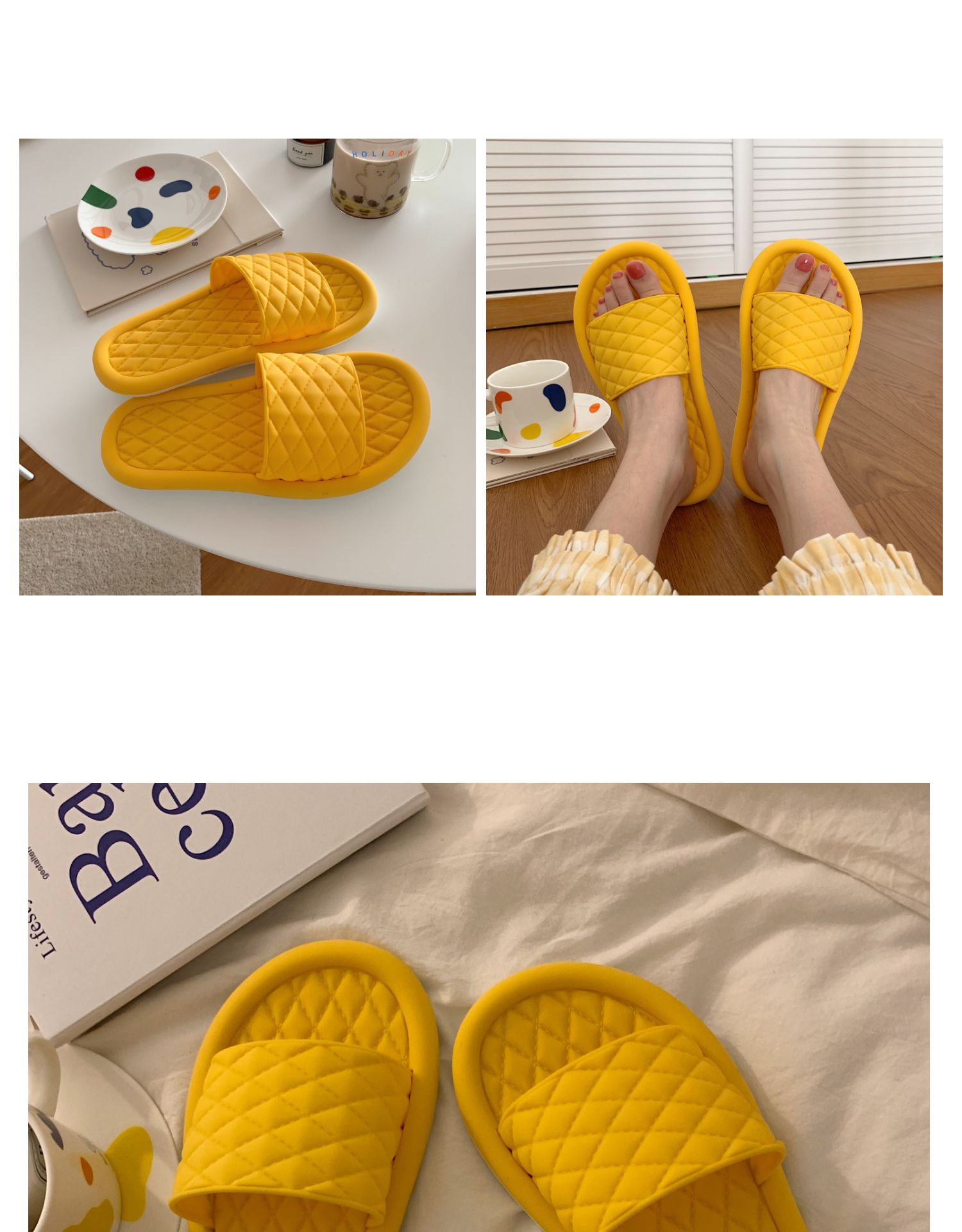 Women's Fashion Plaid Round Toe Slides Slippers display picture 17