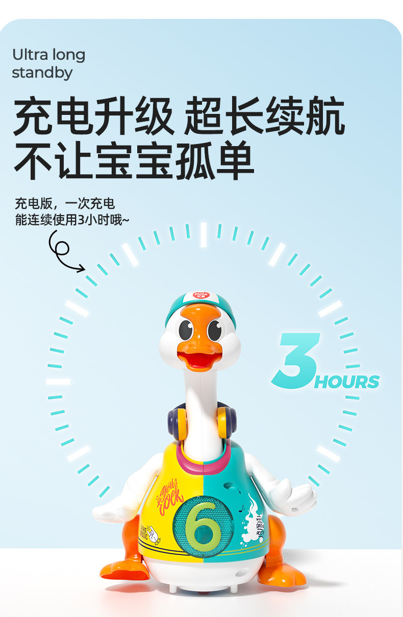 【中国直邮】 汇乐 摇摆鹅 婴儿儿童玩具0一1岁宝宝练习抬头训练神器跳舞鸭子 红色充电款*1