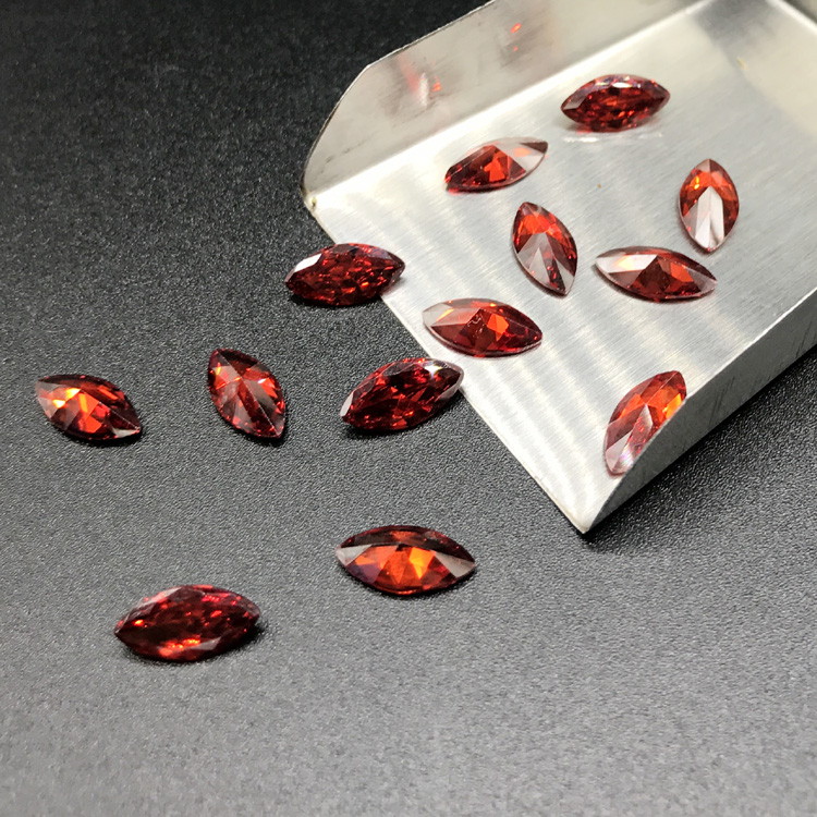 Horse Eye Shaped Zircon Leaves Jewel Pomegranate Red Naked Stone Square Zirconia Stones Micro Inlaid Large Red Ring Face Ring Accessories