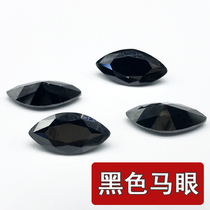 Black synthetic cubic zirconia stone horse eye-shaped bare stone DIY tip drill micro-inlaid earrings with stone patch
