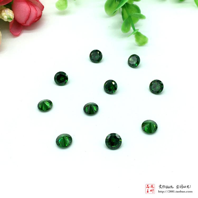 Tip bottom DIY green zircon ring face ring pendant ear needle with stone Emerald gemstone round diamond gemstone bare stone