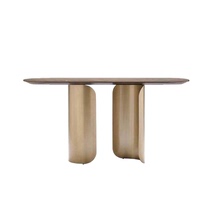 Modern minimalist light luxury porch table stainless steel porch aisle Hall Cabinet marble slender wall narrow table