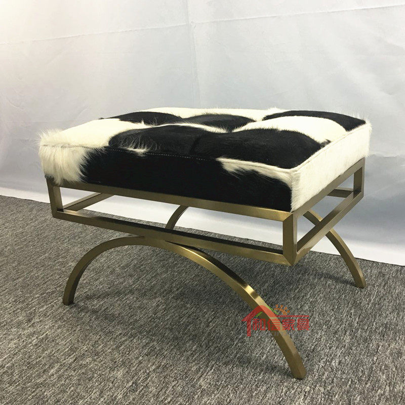 Door light luxury shoe stool simple modern sofa stool household multi-functional cowhide stool cloakroom clothes changing stool