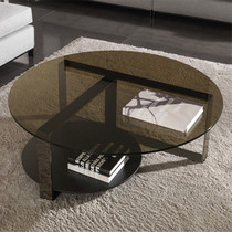 Modern round metal stainless steel coffee table Simple small apartment creative tempered glass tea table living room furniture custom