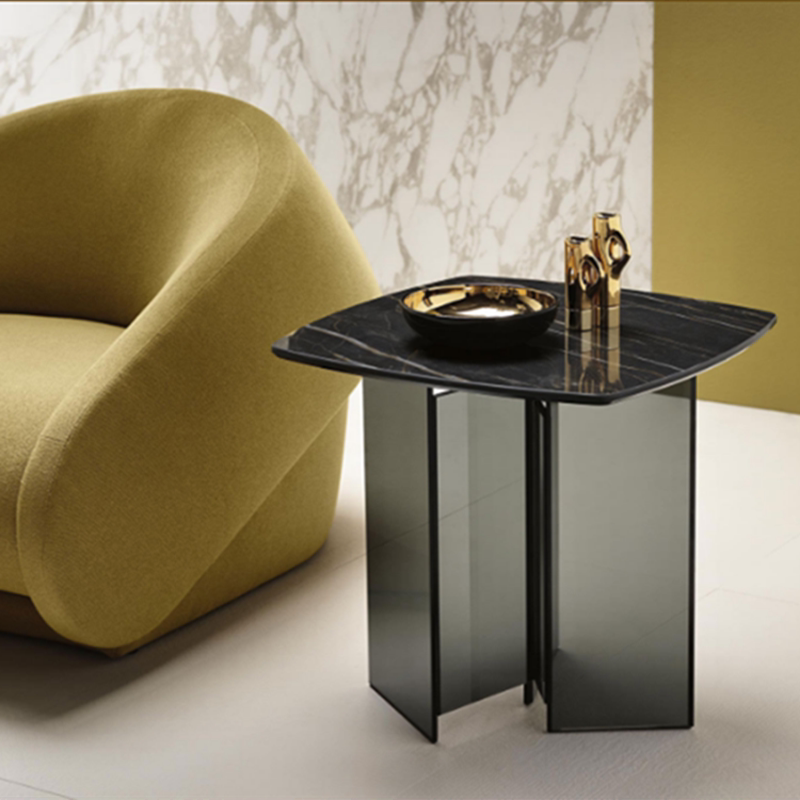 High-quality small apartment mini side table sofa living room mobile marble corner table light luxury modern minimalist small coffee table