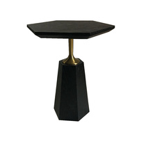 Titanium edges and corners hexagon personality wood color side few stainless steel mobile coffee table simple mini Mini table