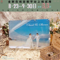 Photo Transparent signature wedding ceremony birthday annual meeting fingerprint arrangement props love sign-in wood chip creativity