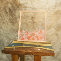 Transparent signature wedding ceremony birthday annual meeting fingerprint arrangement props love sign in wood chip creative sign in pink