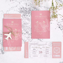 Paper - invitation Airline Ticket Package Wedding Birthday Boat Passport Seal with Wooden Label