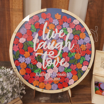 Wedding wedding love wood chips sign in solid wood photo frame flower signature roster creative personality round