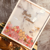 Marble Photo Frame Signature wedding ceremony birthday annual meeting fingerprint arrangement props love sign in wood chip creative sign