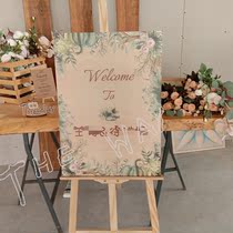 Outdoor lawn pastoral wedding wooden placard advertising store signboard custom wooden welcome card can be changed text