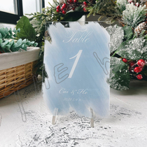 Wedding Banquet Transparent Acrylic Table Card Sky Blue UV Seal Festival Gift Personalized Design