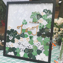 Wedding wedding love wood chips sign in solid wood photo frame festival supplies signature book Creative Green White