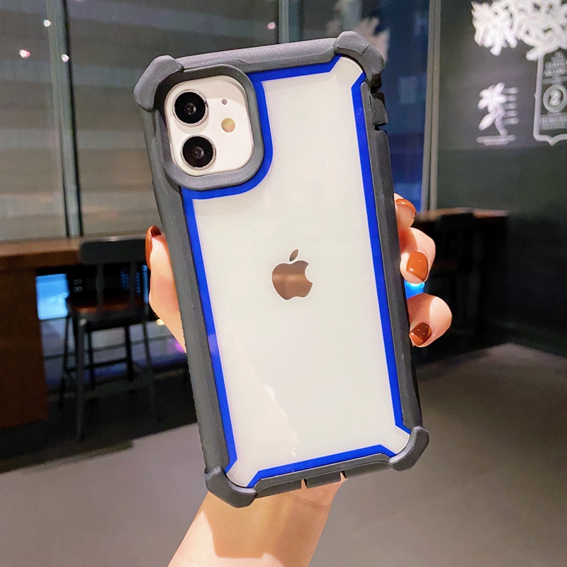 Apple 7 Plus / 8 Plus & Black Edge Blue Frame Transparentprotect screen Apple x Mobile phone shell xsmax Baobian gasbag Fall prevention xr thickening Screen protection iPhone7 transparent 8 plus Full edging se frame two-in-one xmax With dust plug xmas Shell