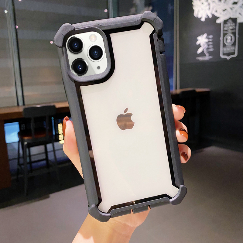 Apple 7 / 8 / Se2 & Black Edge And Black Frame Transparentprotect screen Apple x Mobile phone shell xsmax Baobian gasbag Fall prevention xr thickening Screen protection iPhone7 transparent 8 plus Full edging se frame two-in-one xmax With dust plug xmas Shell