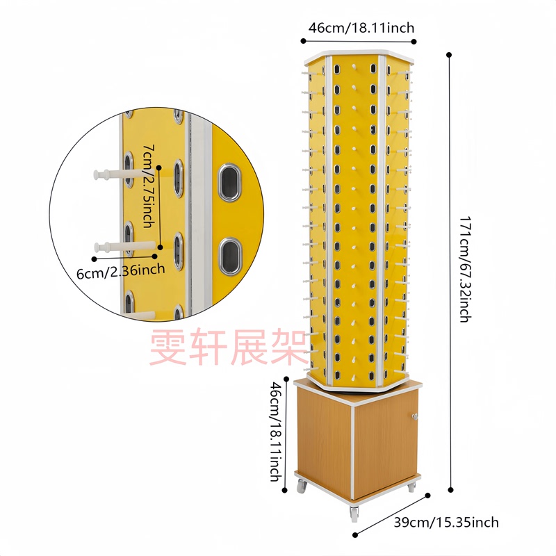 Factory Direct Sales Eyeglasses Display Stand, Floor-Standing Sunglasses and Eyeglasses Rack with Large Hole Spacing, Can Hold 102 Pairs