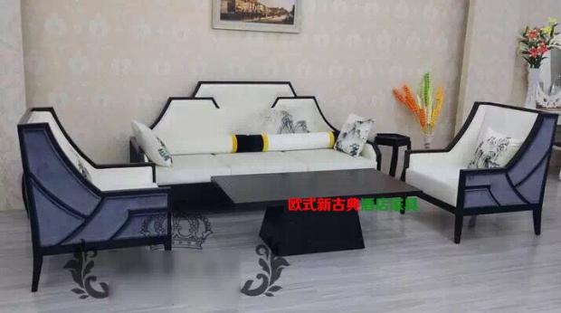 Mới sofa phong cách Trung Quốc tiếp khách sofa gỗ ba chỗ sofa khách sạn câu lạc bộ phòng trà Zen Zen Phong cách nội thất Trung Quốc tùy chỉnh - FnB Furniture