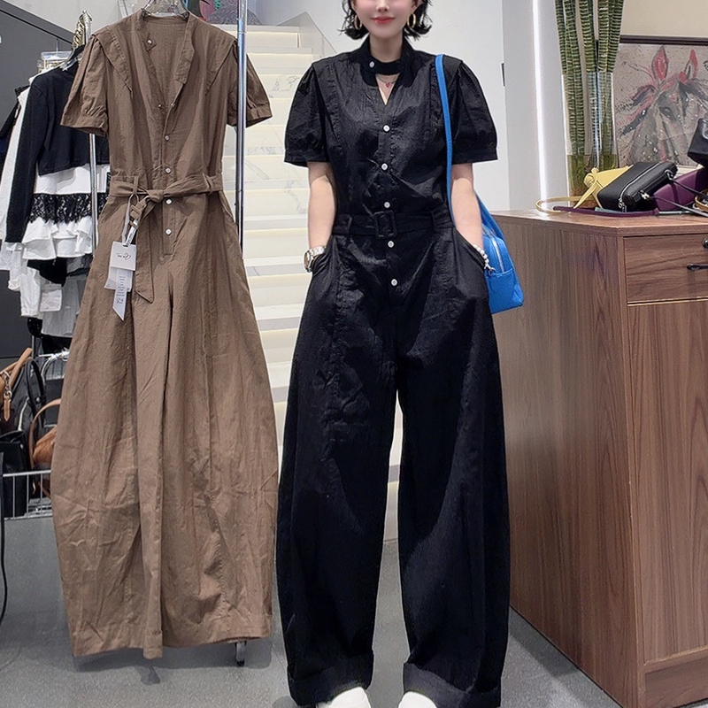 European Style 2026 Summer New Fashion Versatile Short-Sleeve Fashion Workwear Jumpsuit for Women, Casual Loose Slimming Top Trendy