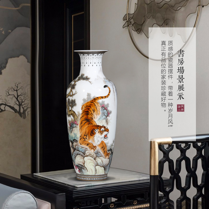 Jingdezhen ceramics hand - made powder enamel vase tiger Chinese style living room porch TV ark, flower adornment furnishing articles