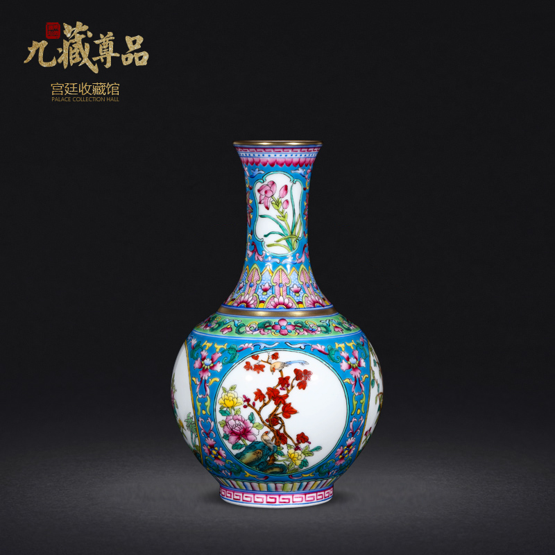 Jingdezhen ceramics antique hand - made colored enamel open window the green lotus flower design classic adornment furnishing articles