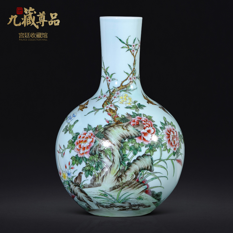 Antique hand - made jingdezhen ceramics powder enamel vase of new Chinese style living room TV ark, flower arranging porch is decorated furnishing articles