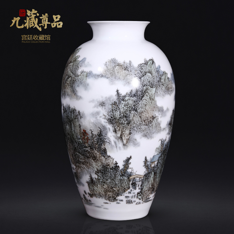 The Master of jingdezhen ceramics dong - Ming li hand - made pastel landscape vase Chinese style living room TV ark, flower arranging furnishing articles